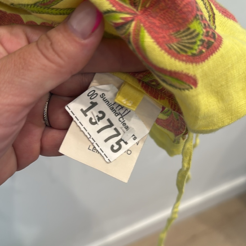 120% LINO yellow paisley blouse size 42 - Picture 4 of 4